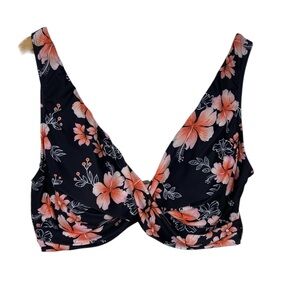 Amazon Black Orange Pink Plus Size Twist Front No Underwire Bikini Top Size 20W